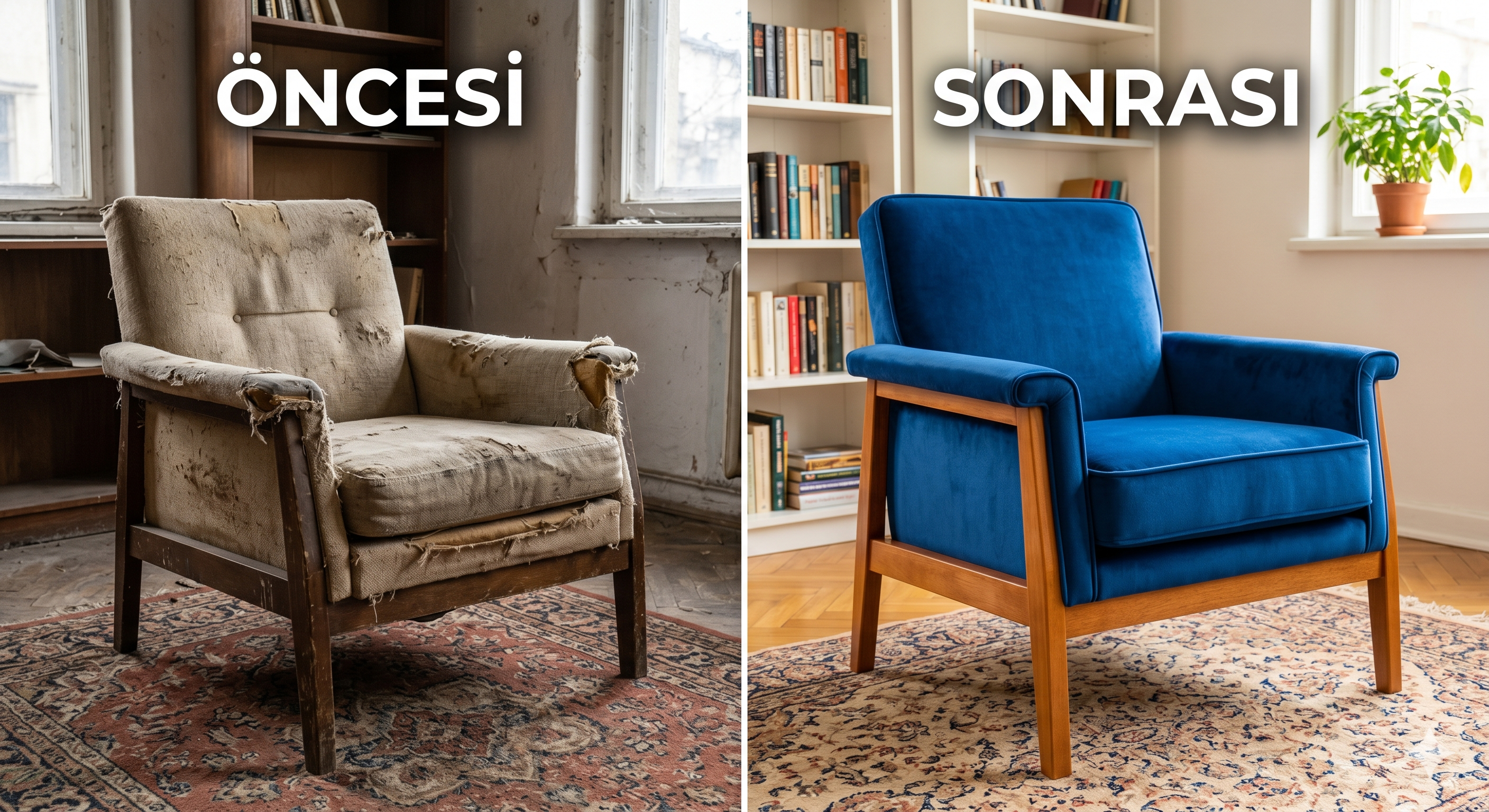 Öncesi ve sonrası koltuk yenileme örneği